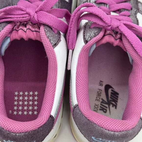Nike Air Force 1 Low Girls' Youth Pink & Purple Sparkle Sneakers 4.5 - Picture 9 of 10